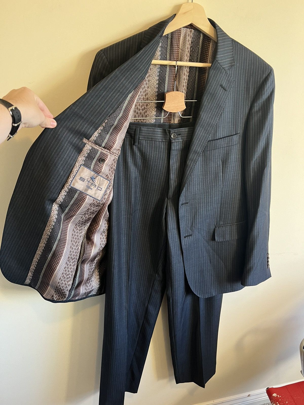 Etro ETRO 2 PIECE striped suit 52 size silk Italy Size 52R - 6 Thumbnail