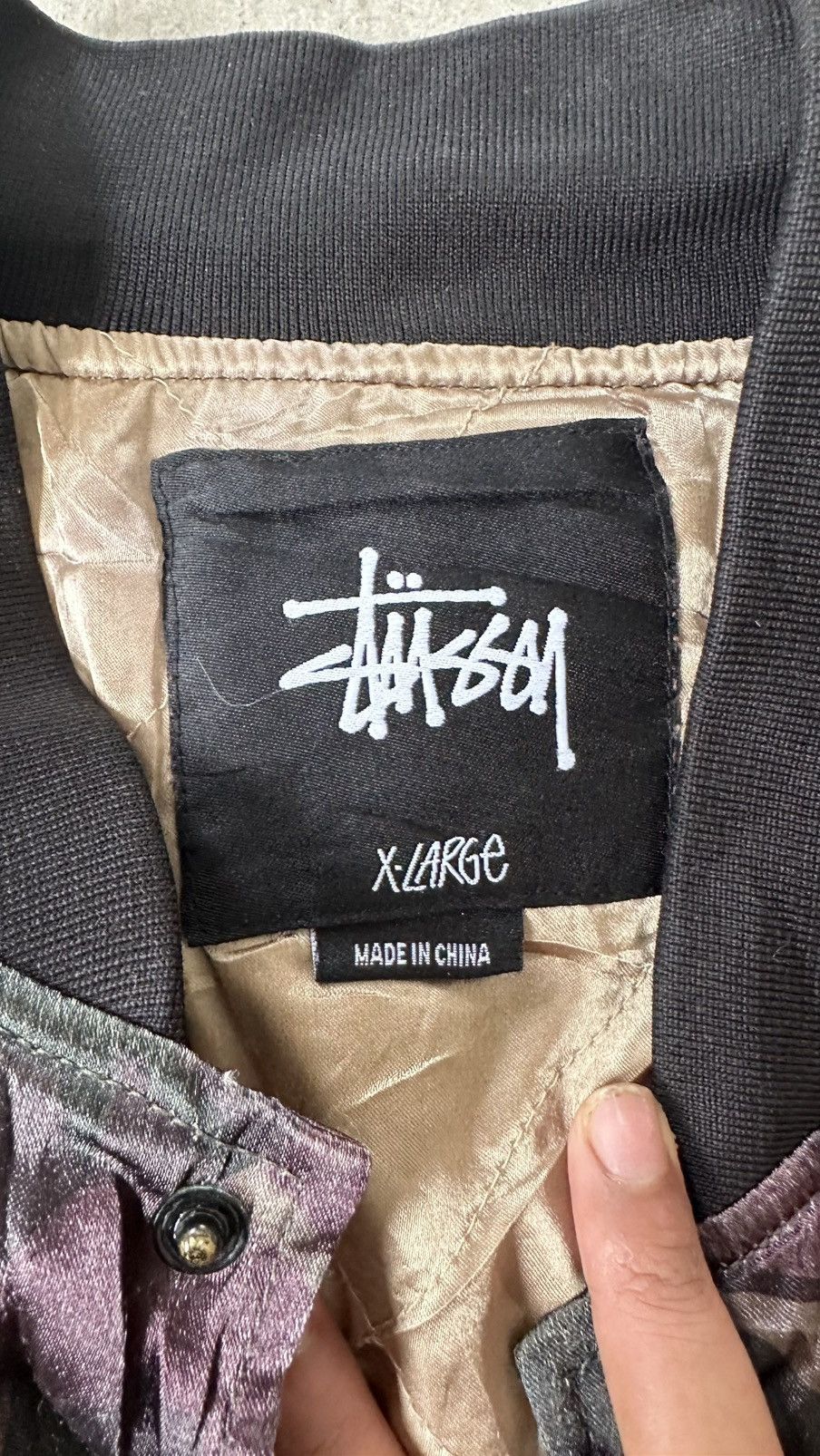 Stussy VINTAGE STUSSY WINE CAMO SATIN BOMBER JACKET Size US XL / EU 56 / 4 - 7 Thumbnail