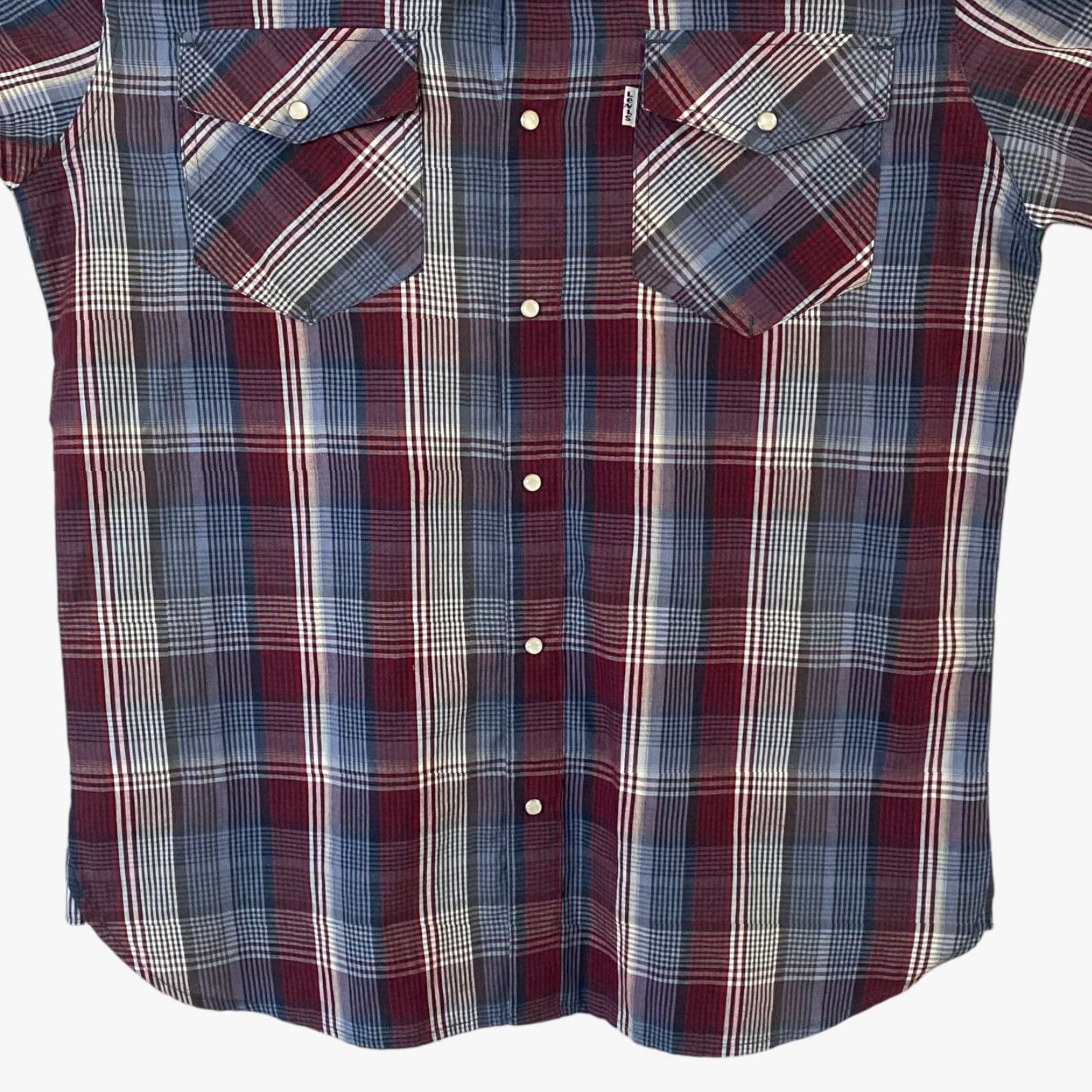 Levi's Levi's Western Pearl-Snap Plaid Shirt Red/Blue Men's Small Button-Up Long-Sleeve Size US S / EU 44-46 / 1 - 6 Thumbnail