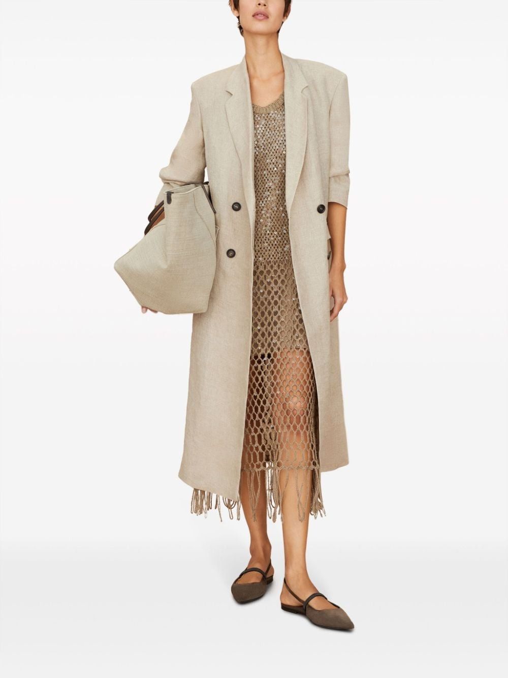Brunello Cucinelli o1w1db10825 Dress in Dark Brown Size L / US 10 / IT 46 - 2 Thumbnail