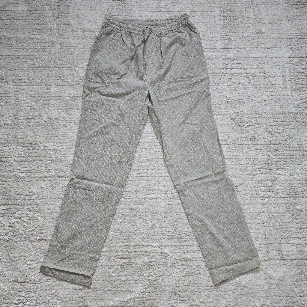 Boohoo Men's boohooMAN Slim Fit Seersucker Trousers M Light Grey Size US 42 / EU 58 - 3 Thumbnail