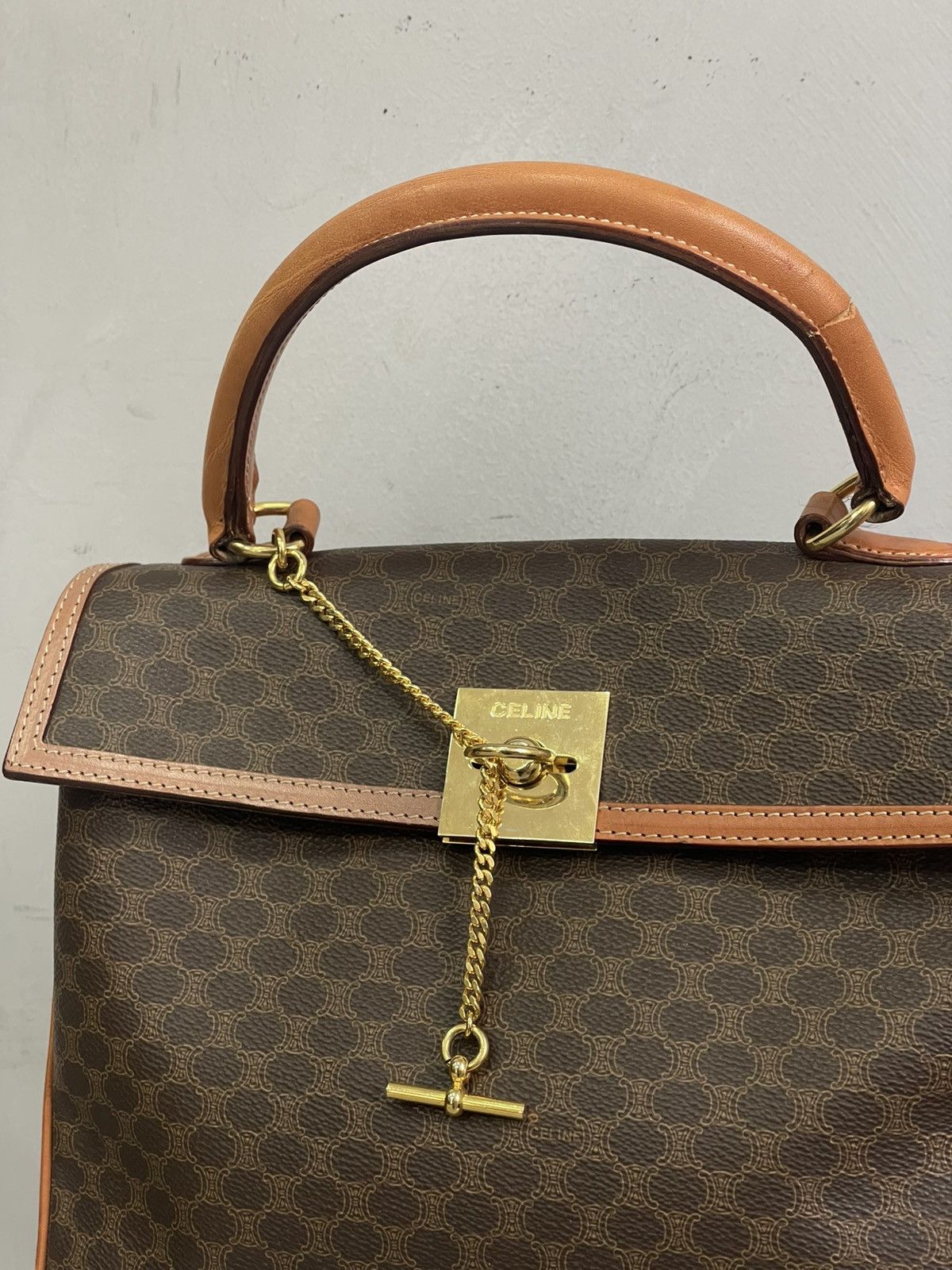 Celine Celine brown handle bag vintage luxury monogram Size ONE SIZE - 3 Thumbnail