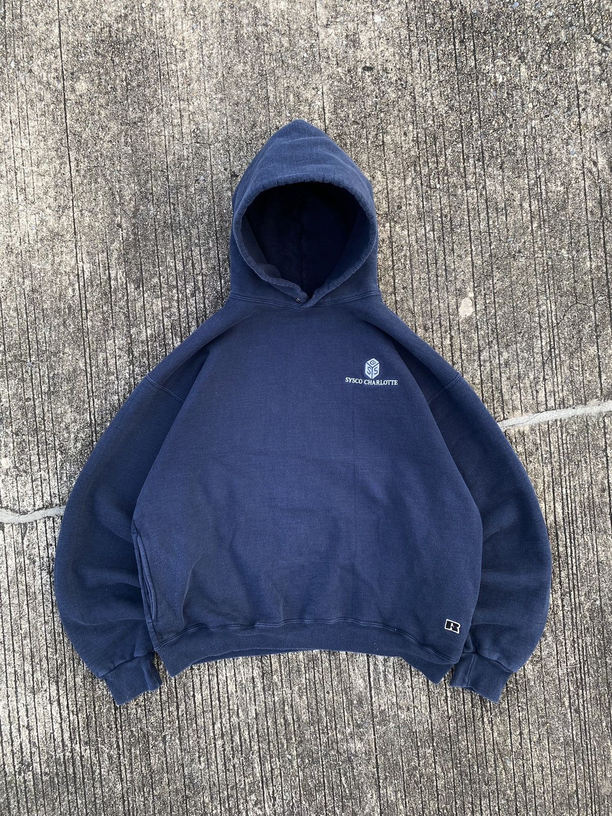 image of Faded Russell Athletic Heavyweight Hoodie Navy, Men's (Size XL)