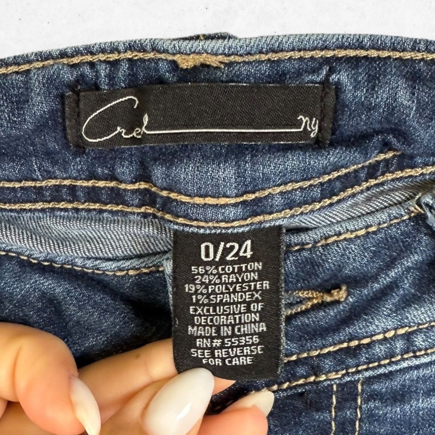 Other Cred NY Distressed Embroidery Jeans Women's 0/24 Skinny Size 24" / US 00 / IT 34 - 3 Thumbnail