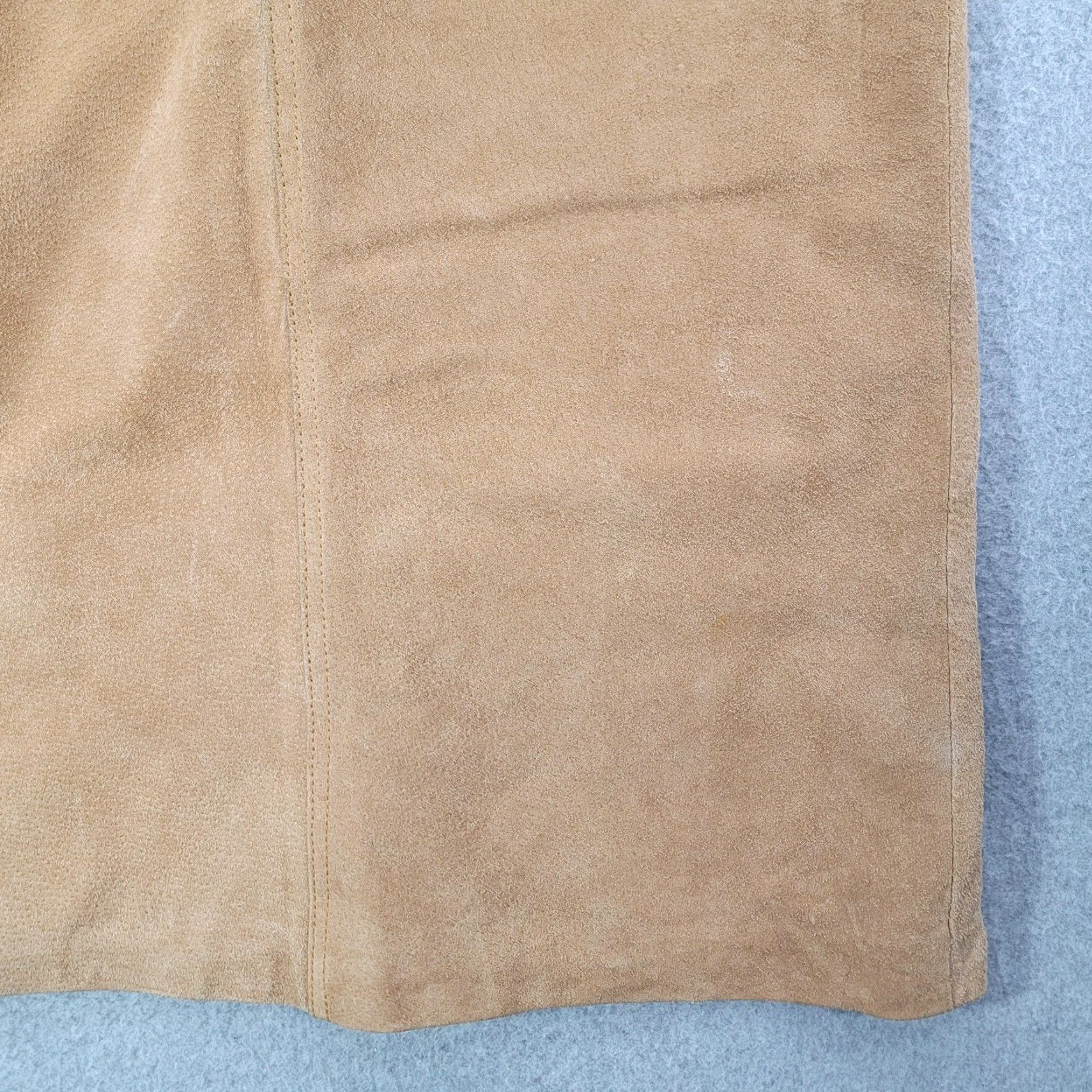 Vintage Venezia Leather Suede Skirt Womens Size 10 Tan Maxi Lined Back Vent Western Lane Bryant Size 32" / US 10 / IT 46 - 4 Thumbnail