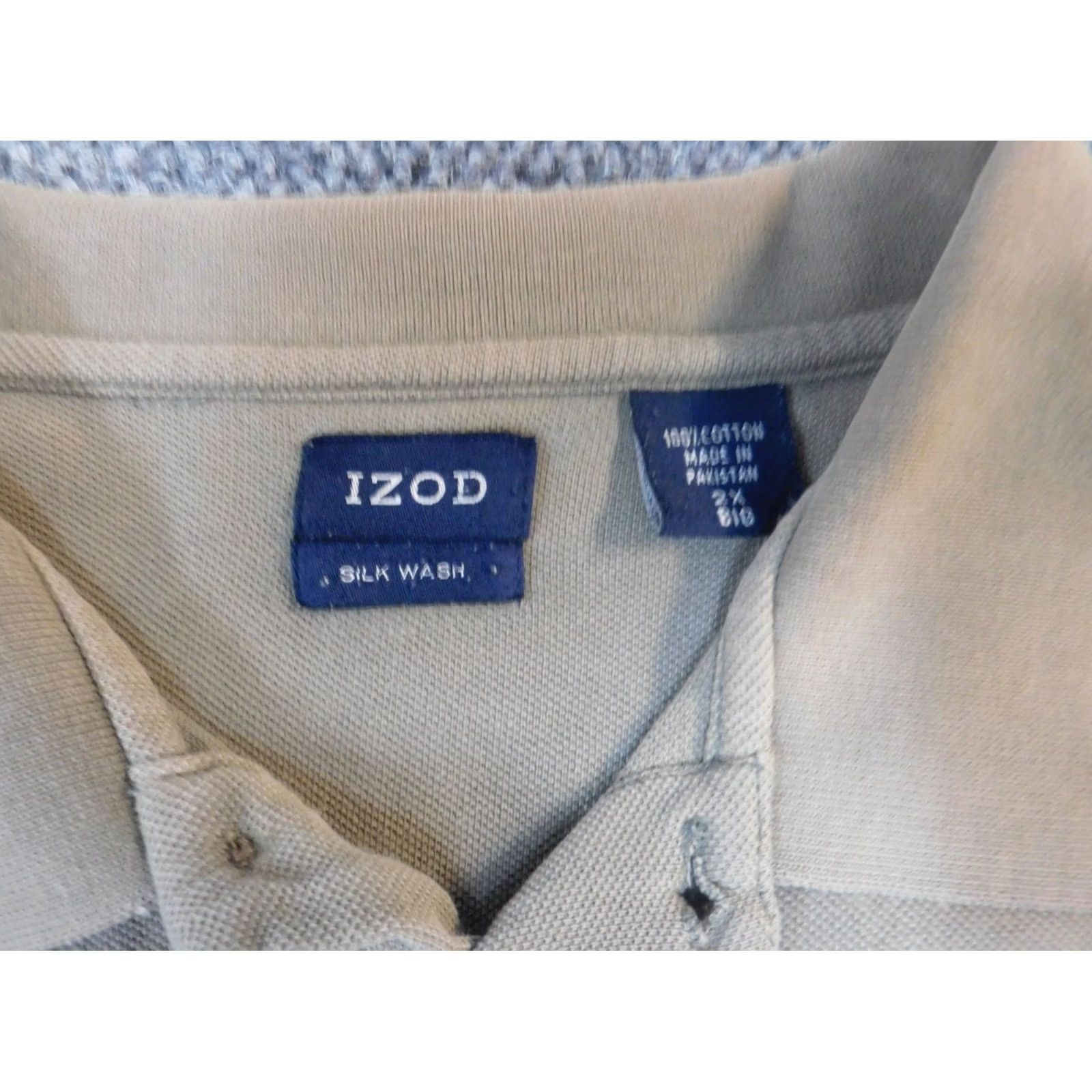 Izod IZOD Polo Shirt Mens Big 2X Gray Cotton Knit Short Sleeve Collared Classic Golf Stretch Size US XXL / EU 58 / 5 - 6 Thumbnail