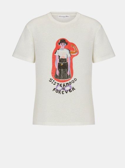 Dior o1w1db10924 Cotton Jersey And Linen T-Shirt in Ecru Size L / US 10 / IT 46 - 1 Thumbnail