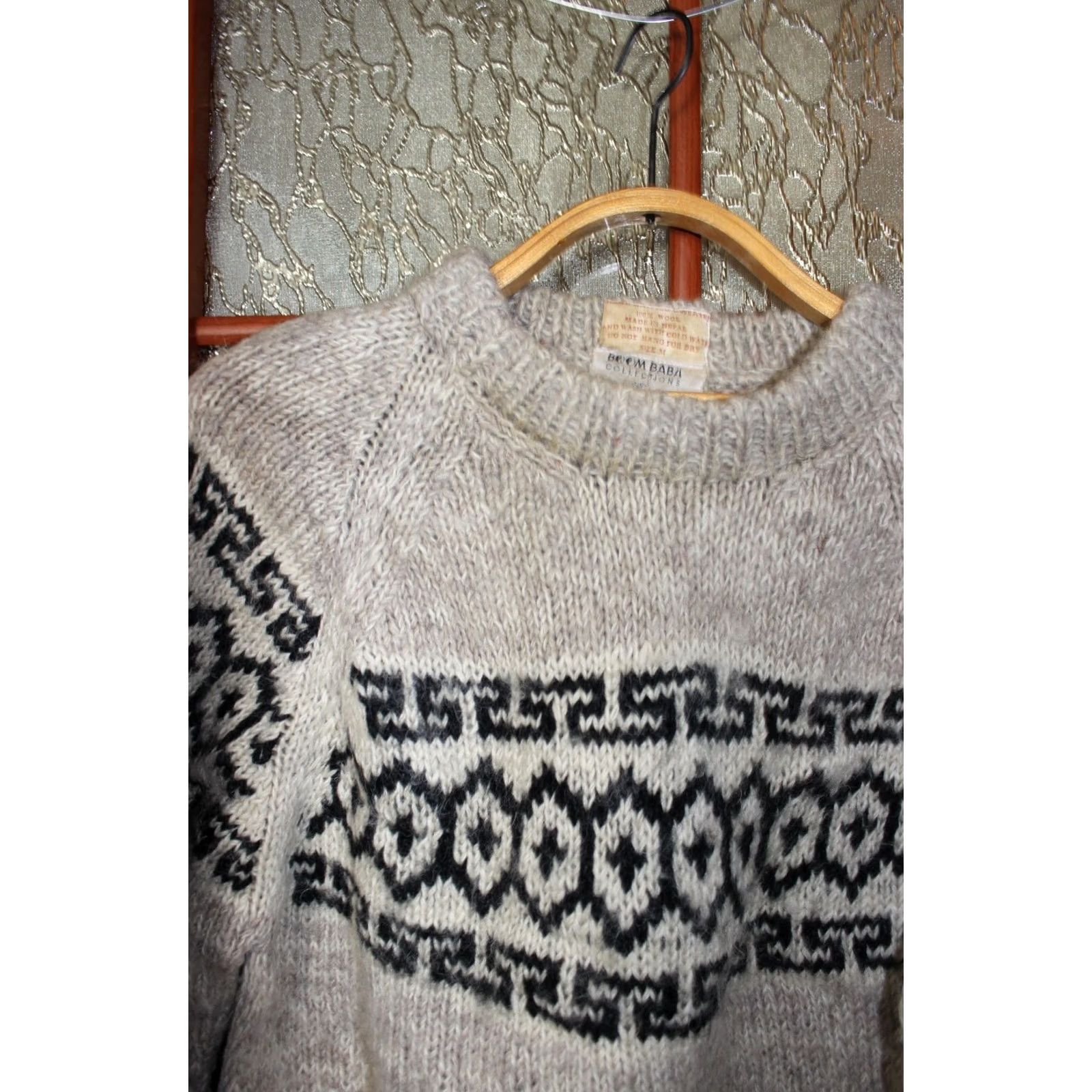 Vintage VINTAGE Boom Baba Collections Hand Knitted Sweater 100% Wool - size M/L Brown Womens Men? Size M / US 6-8 / IT 42-44 - 2 Thumbnail