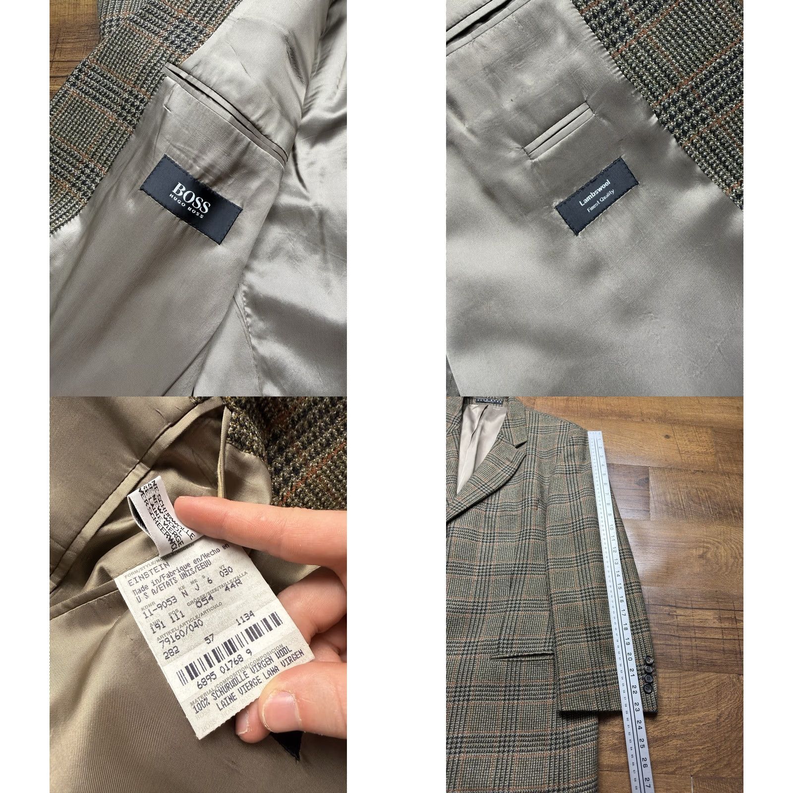Hugo Boss VINTAGE Hugo Boss Blazer Jacket Houndstooth Plaid Wool 44R Mens Brown Wool USA Made Modern Fit Size 44R - 8 Thumbnail