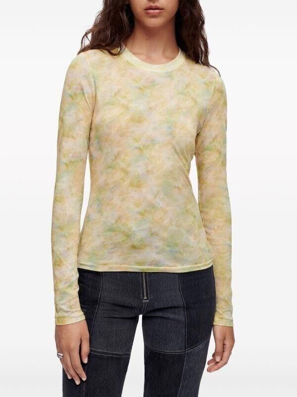 RE/DONE Re/done Shirt Large Long Sleeve Yellow Crew Neck Semi Sheer Size L / US 10 / IT 46 - 1 Thumbnail