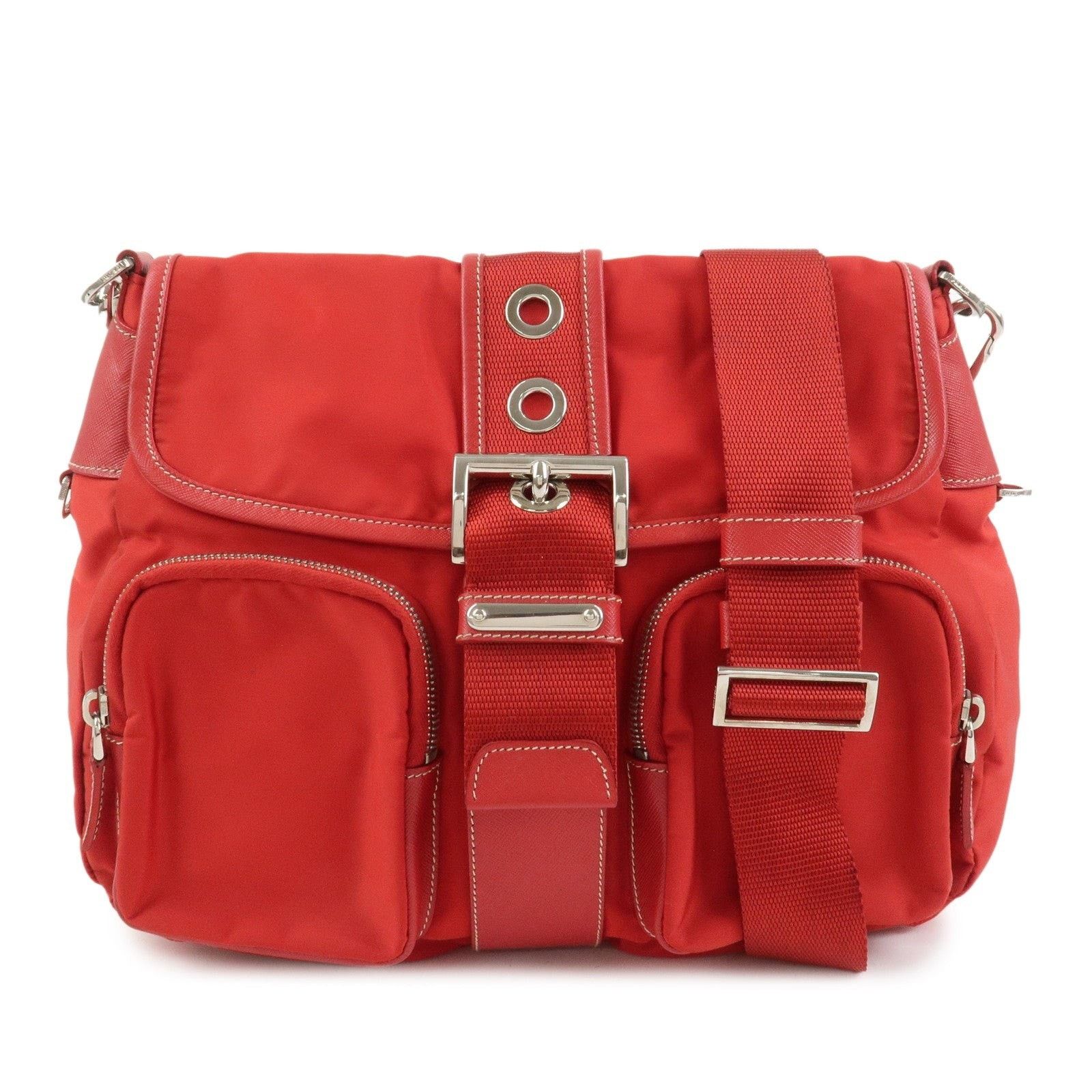 Prada Prada Nylon Saffiano Shoulder Bag Red Size ONE SIZE - 1 Thumbnail