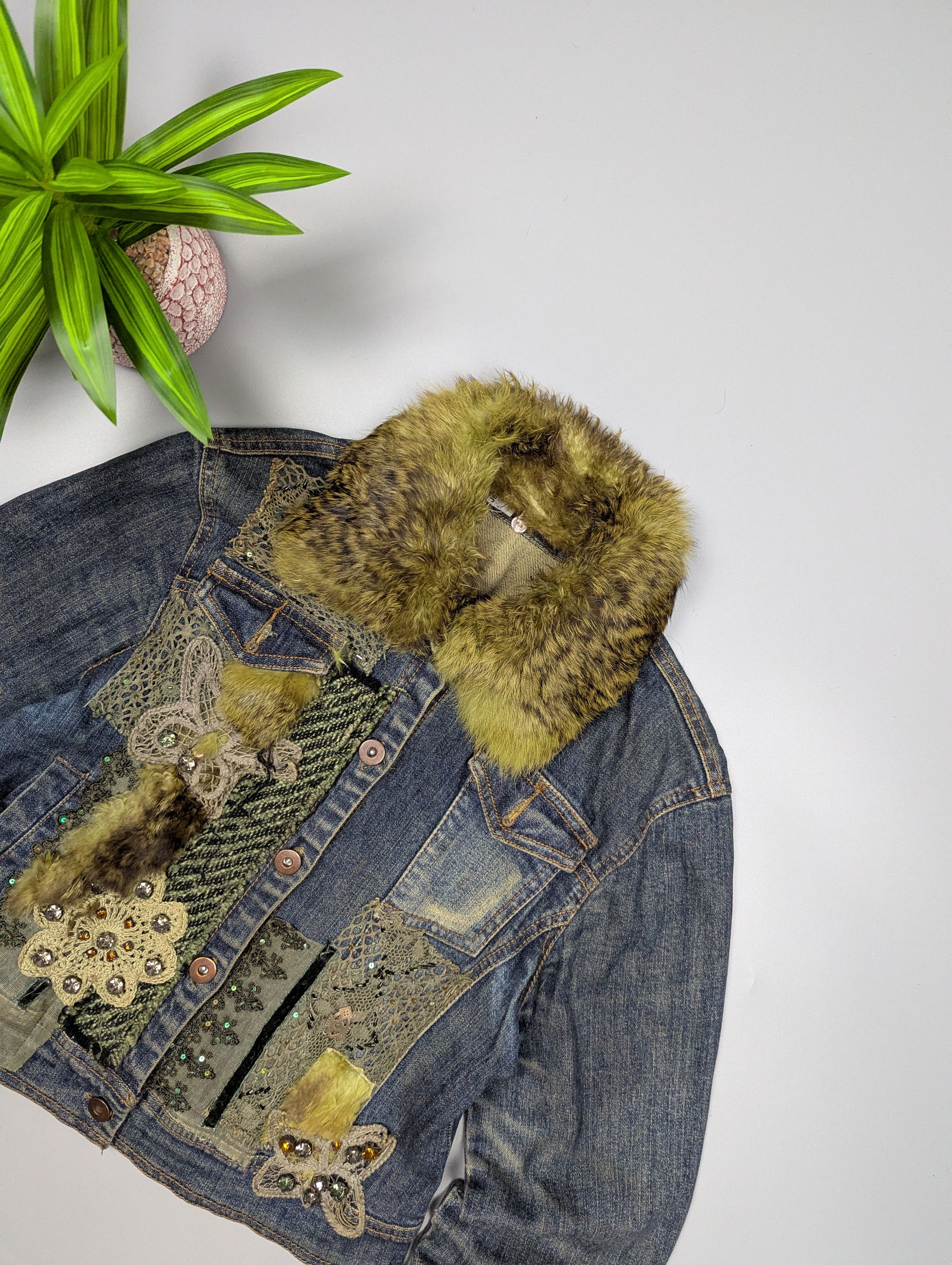 Hysteric Glamour Y2K Boho Denim Jacket S/M Faux Fur Collar Size S / US 4 / IT 40 - 4 Thumbnail