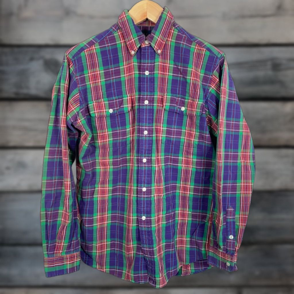 Ralph Lauren Ralph Lauren Workshirt Shirt Mens Medium Purple Plaid Flannel Button-Down Collar Casual Size US M / EU 48-50 / 2 - 1 Thumbnail