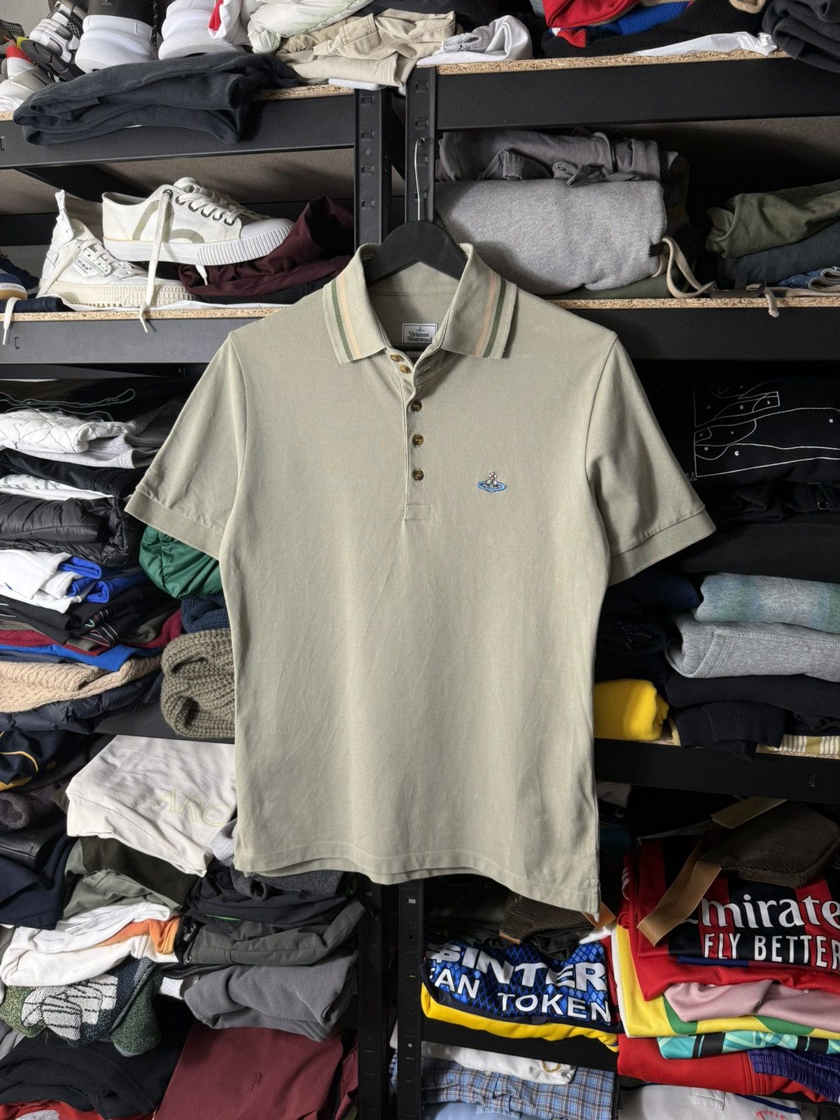 Vivienne Westwood Vivienne Westwood Orb Logo Polo Shirt Khaki Cotton Men’s M Size US M / EU 48-50 / 2 - 1 Thumbnail