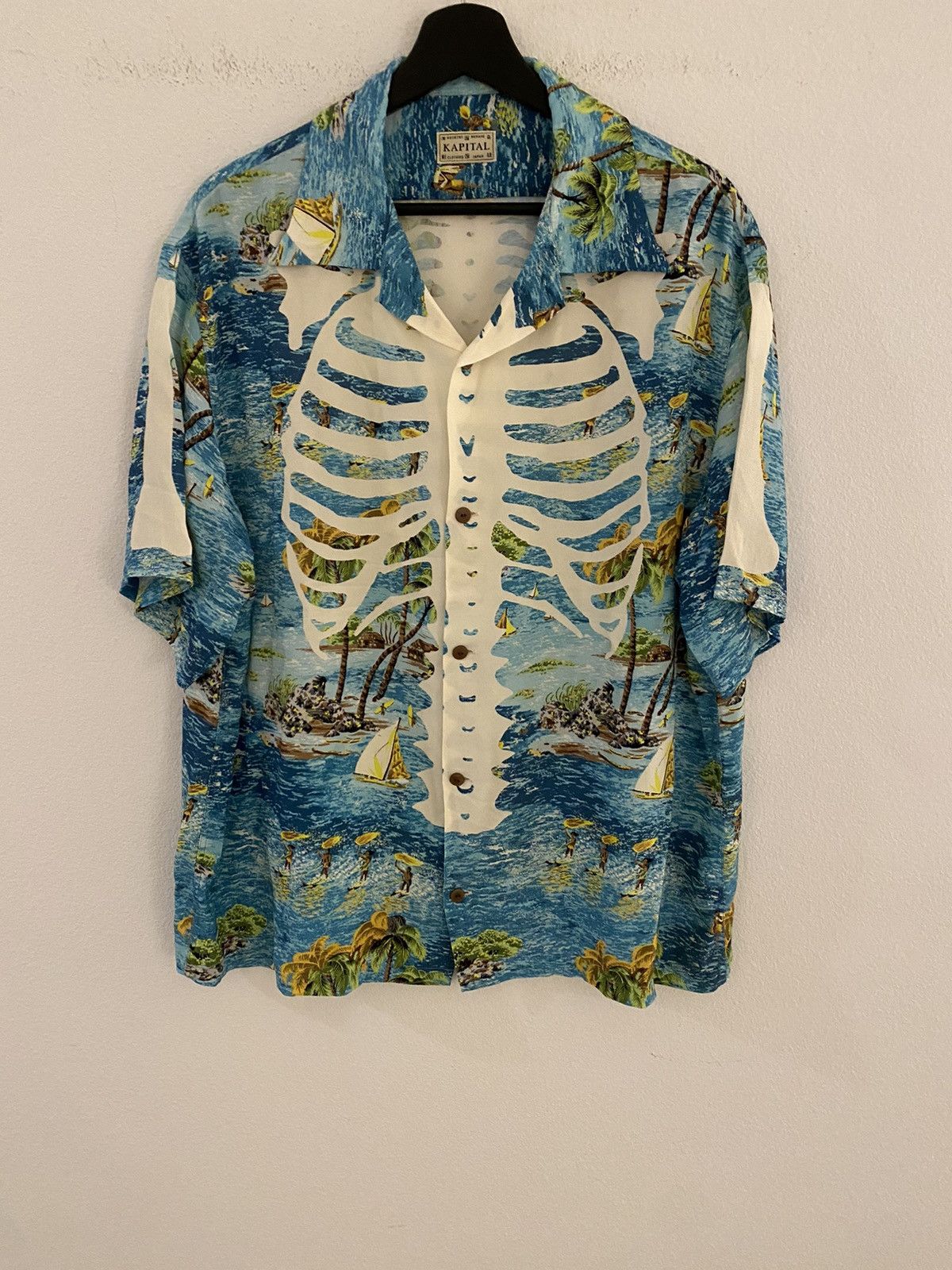 image of Kapital Kamekameha Aloha S/s Shirt in Blue, Men's (Size 2XL)