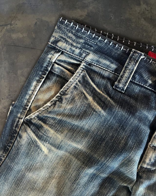 Marithe + Francois Girbaud MARITHÉ FRANÇOIS GIRBAUD BIKER STITCHED DENIM Size US 35 - 2 Thumbnail