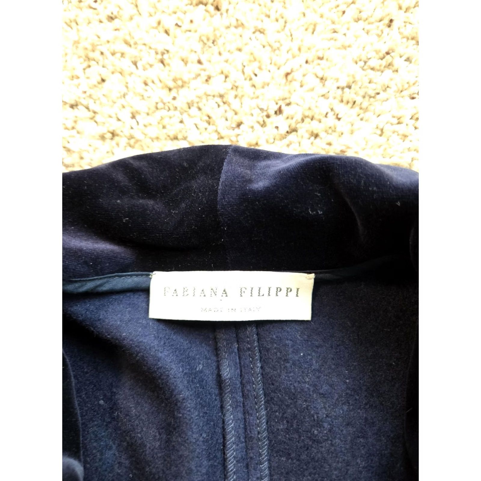 Fabiana Filippi VINTAGE Fabiana Filippi Blazer Jacket S Blue Wool Velvet Shawl Collar Italy Women Regular Button Three-Button Lined Tailored Dry Clean Only Size S / US 4 / IT 40 - 4 Thumbnail