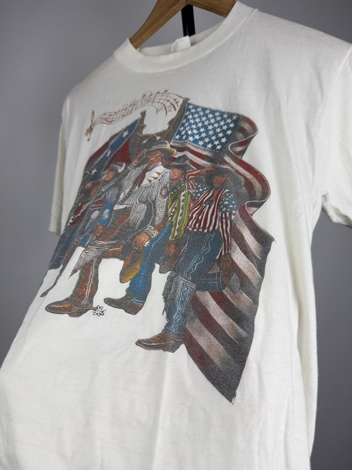 Vintage 90s Vintage Americana Cowboy Graphic T-Shirt USA Flag Print Size US S / EU 44-46 / 1 - 6 Thumbnail