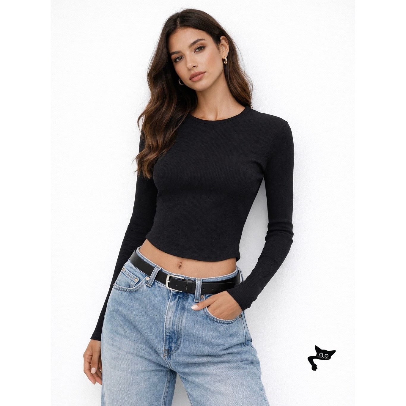Agolde AGOLDE Nova Tee Black Ribbed Crop Top XS Size XS / US 0-2 / IT 36-38 - 4 Thumbnail