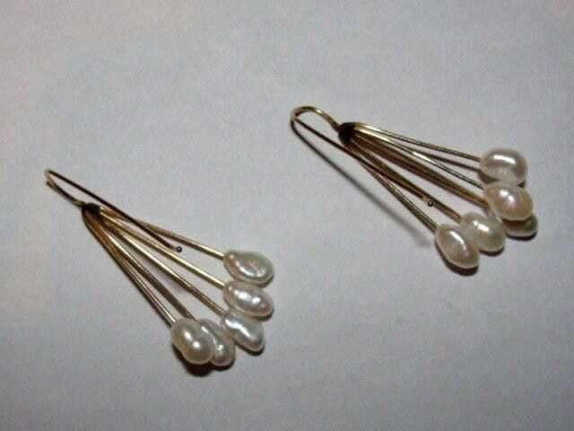Designer 14 kt Gold Freshwater Pearl Drop Earrings Size ONE SIZE - 2 Thumbnail