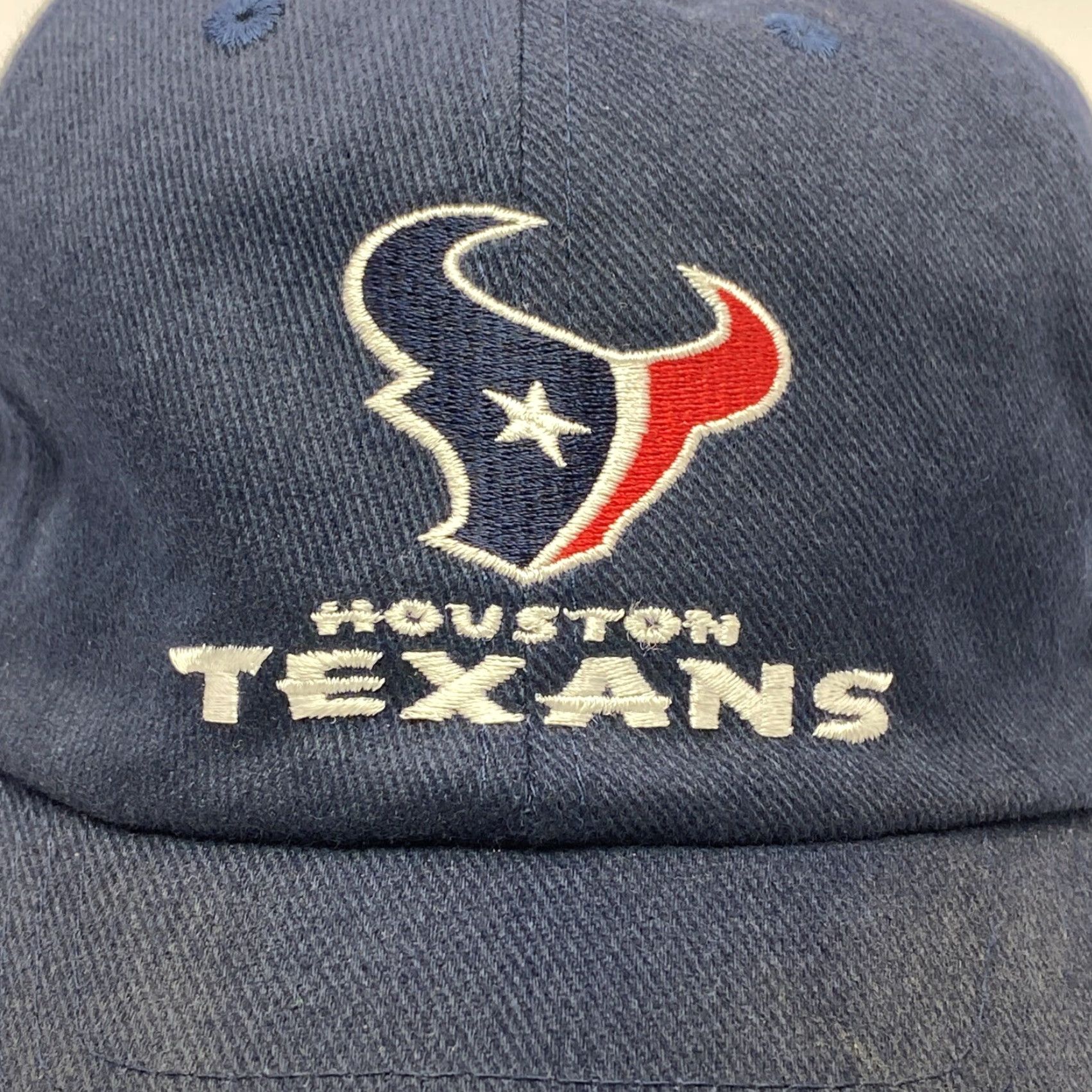 Logo Athletic VINTAGE 80s 90s Logo Athletic NFL Houston Texans Adjustable Hat Cap Navy Blue Twill Retro Sports Mens Size ONE SIZE - 2 Thumbnail