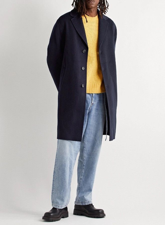 Acne Studios Acne Studios - Pinstriped Double-Faced Wool Coat - Navy Blue Size US M / EU 48-50 / 2 - 3 Thumbnail