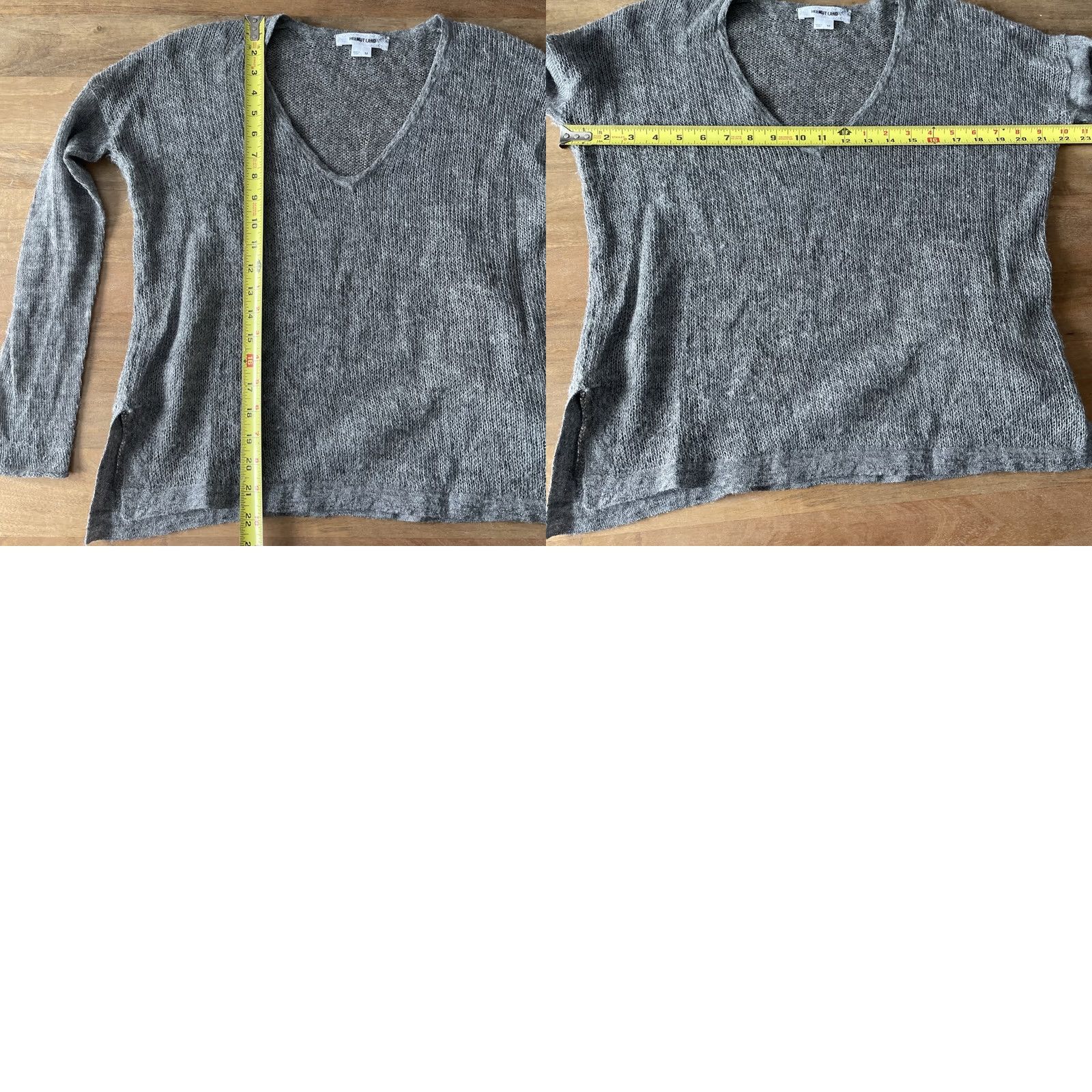 Helmut Lang HELMUT LANG Gray Alpaca Long Sleeve Blouse Womens Medium Plunge V Neck Top Knit Loose Size M / US 6-8 / IT 42-44 - 8 Thumbnail