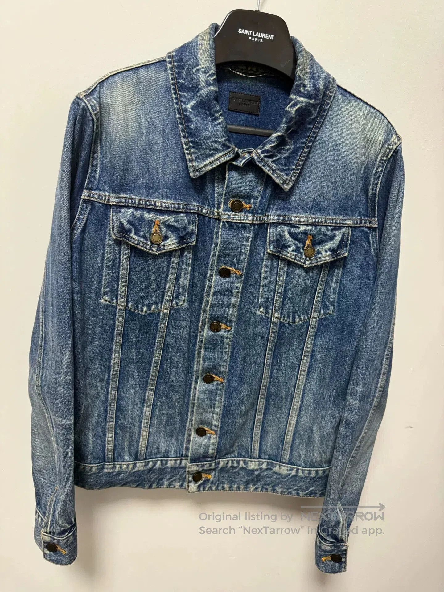 Saint Laurent Paris Saint Laurent Blue Flamingo Denim Jacket. Size US M / EU 48-50 / 2 - 3 Thumbnail