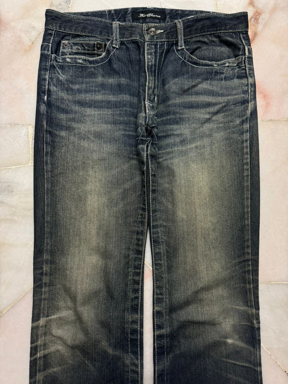 Flare💥Insane 90s Root three Rusty Mudwash Distress Dark Jean