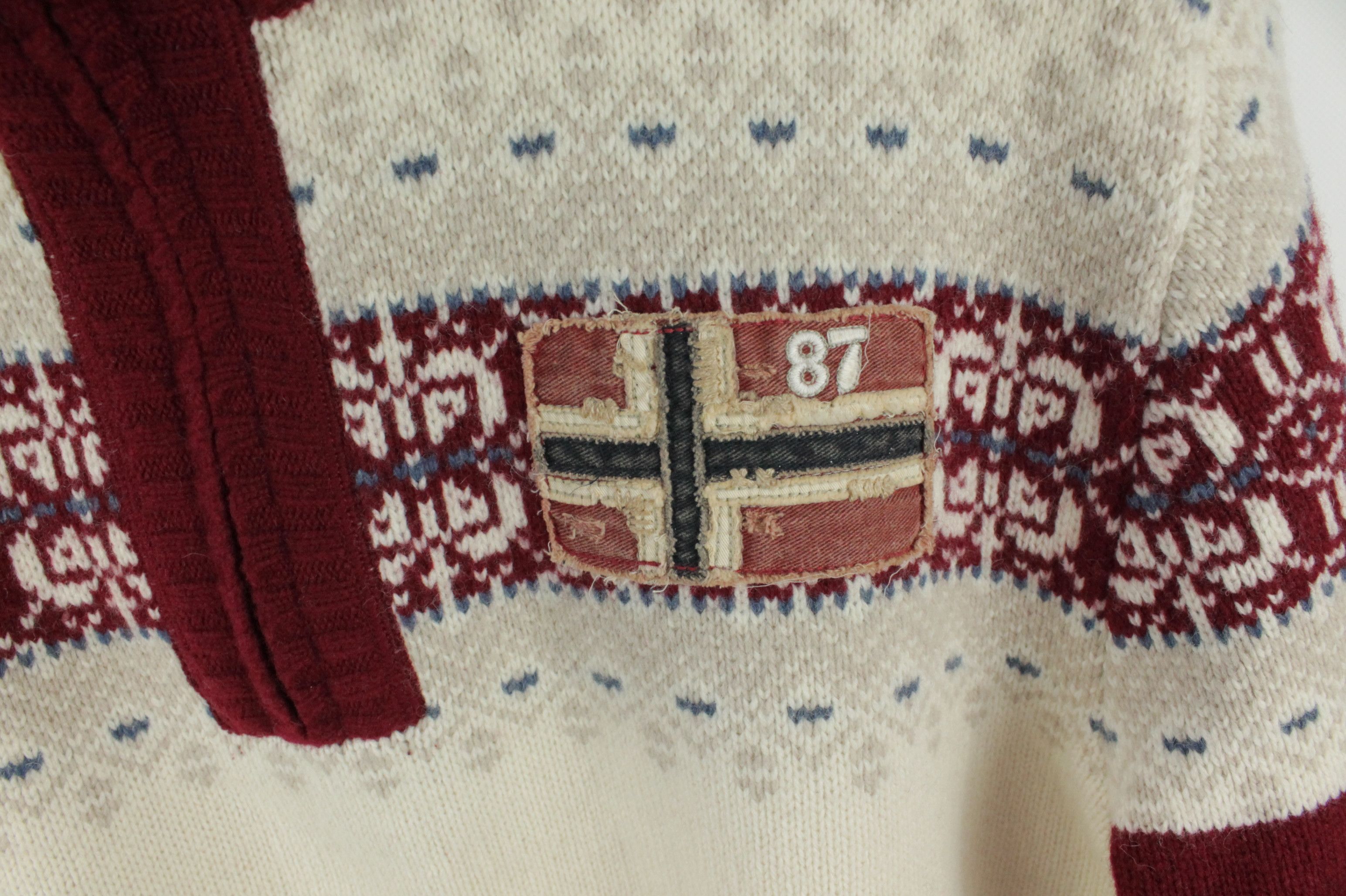 Napapijri Napapijri Patter Knit Wool1/4 Zip Sweater Pullover Men's Size US XXL / EU 58 / 5 - 6 Thumbnail