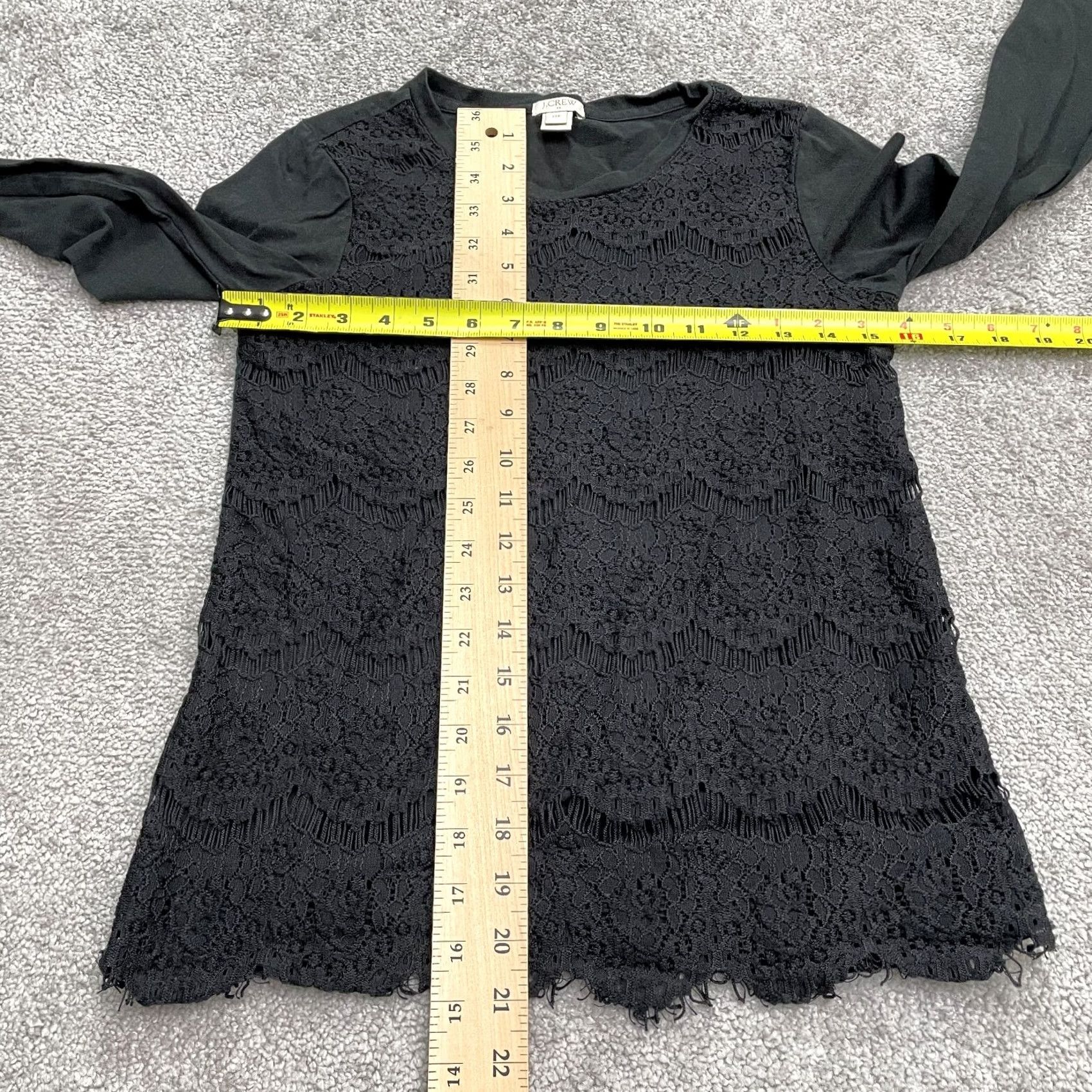 J.Crew J.CREW Lace Crochet Overlay Blouse Womens XXS Black Long Sleeve Casual Blouse Size XXS / US 00 / IT 34 - 7 Thumbnail