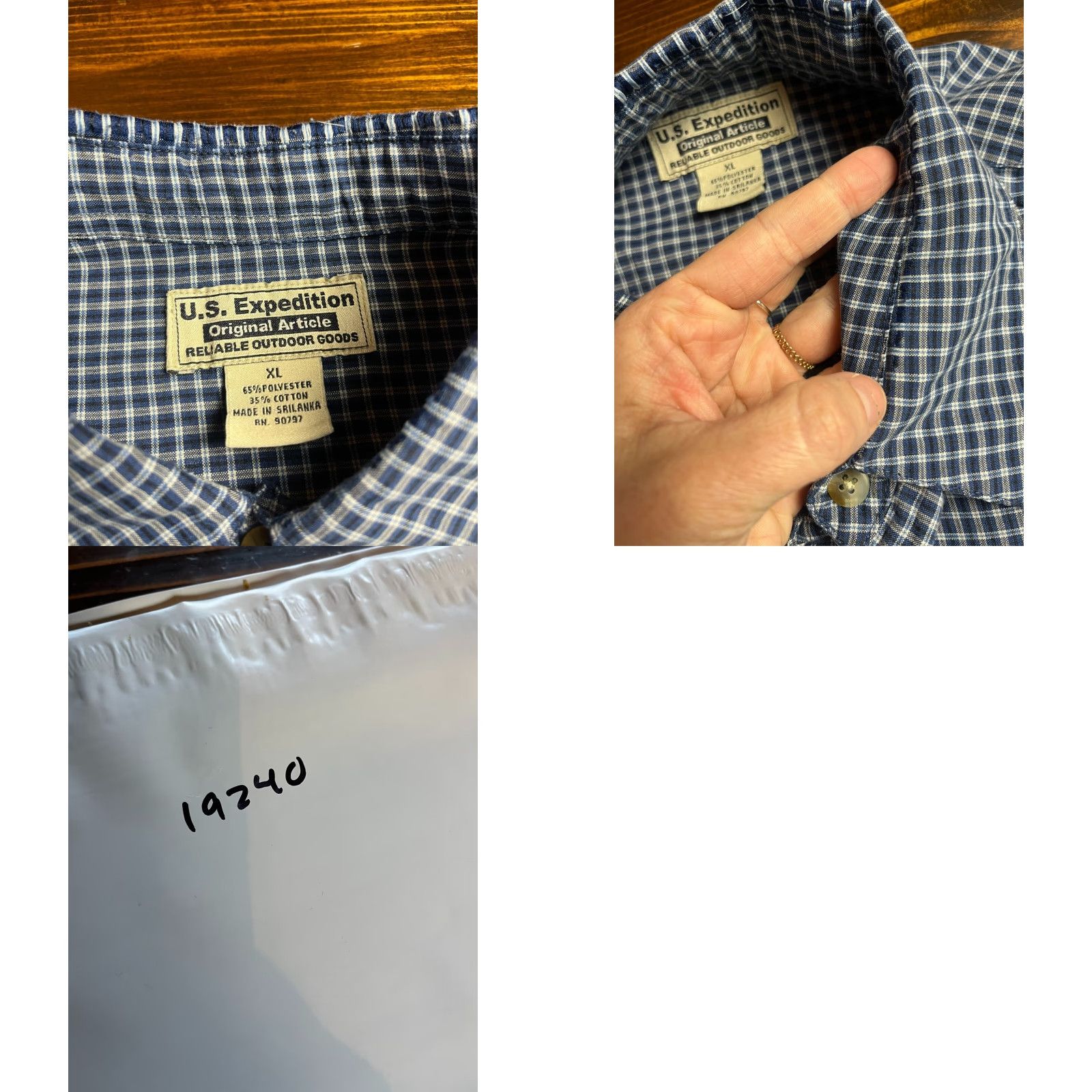 Vintage U.S. Expedition Shirt, Men's XL, Button Up, Plaid, Long Sleeve, Collared, Black Blue Gray, Casual, Fall Spring Summer, Regular, Men Size US XL / EU 56 / 4 - 8 Thumbnail