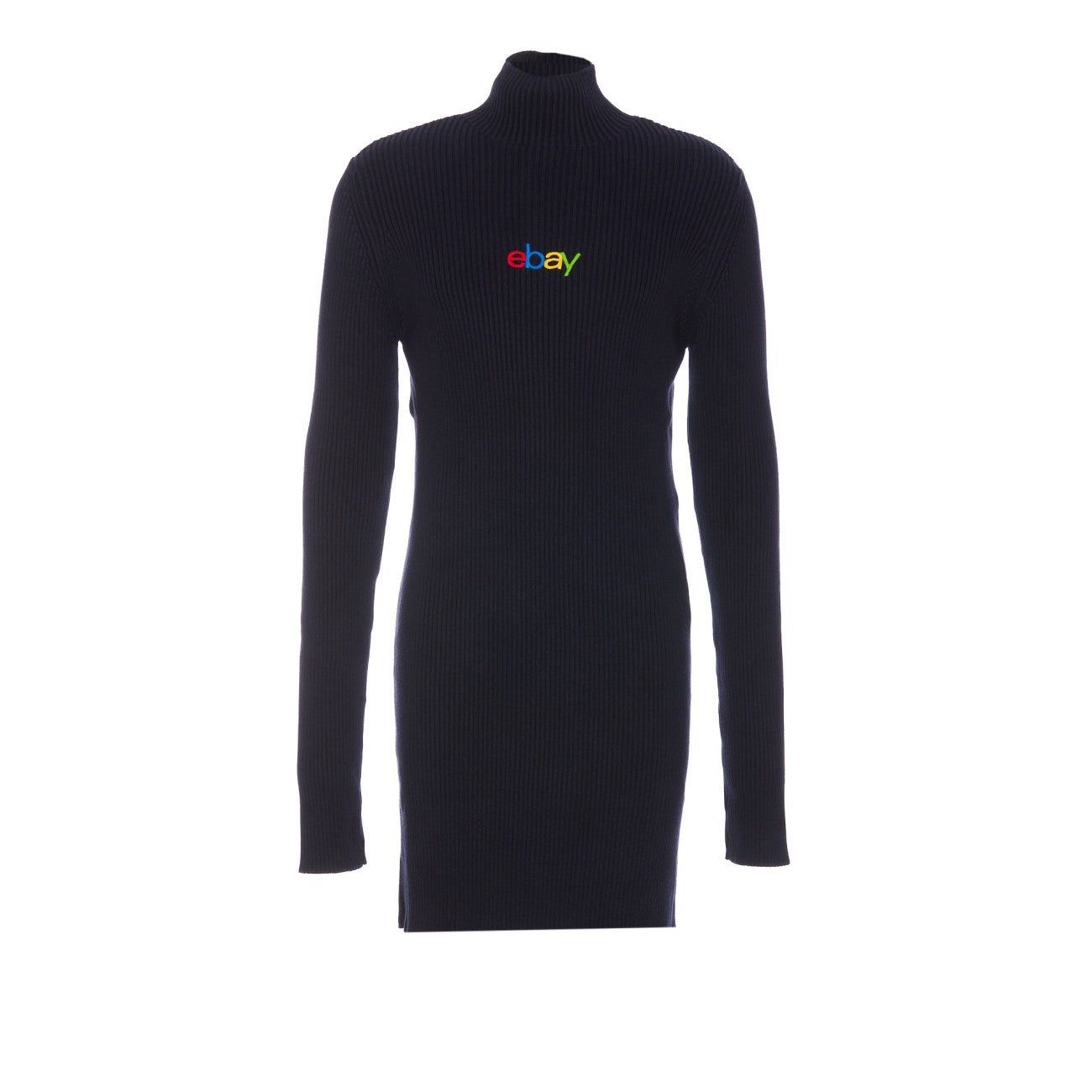 Balenciaga × eBay o1w1db11225 Long Fitted Turtleneck Sweater in Navy Size US M / EU 48-50 / 2 - 1 Thumbnail