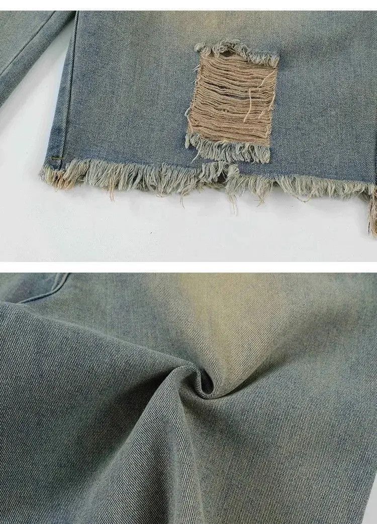Japanese Brand Street Jorts Washed Dirty Hole Short Jeans y2k Size US 32 / EU 48 - 5 Thumbnail