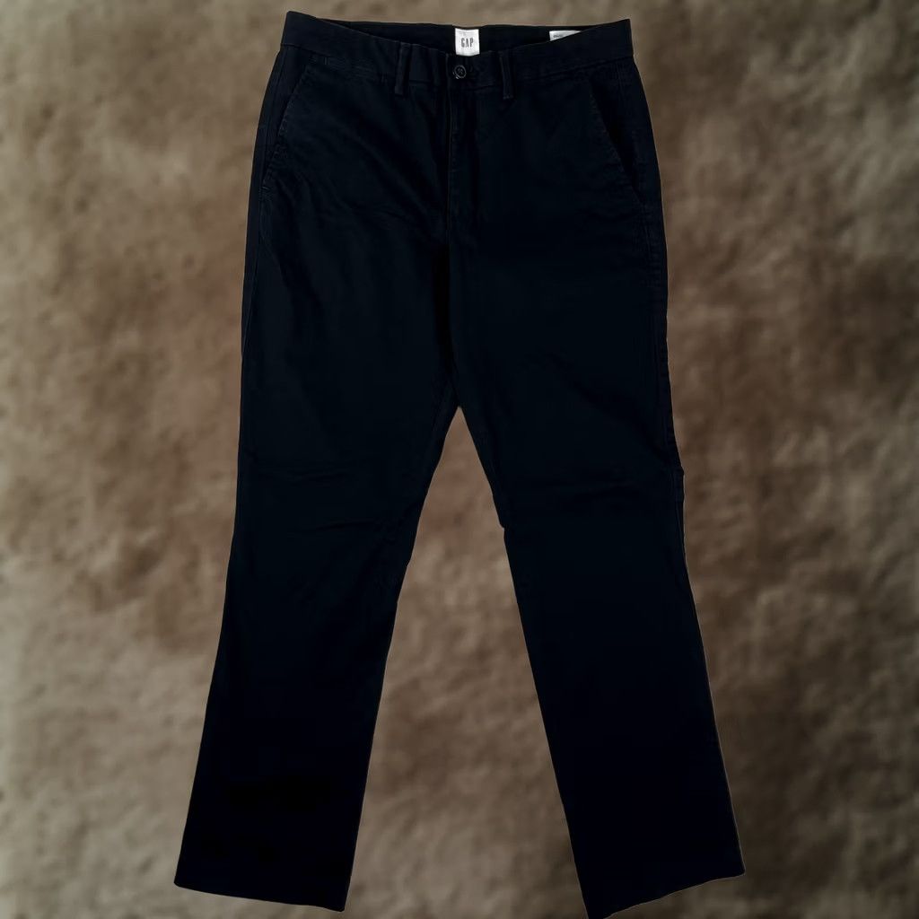 Gap Gap Essential Khaki Straight Pants Mens 29x30 Black Chino Regular Fit Twill Size US 29 - 1 Thumbnail