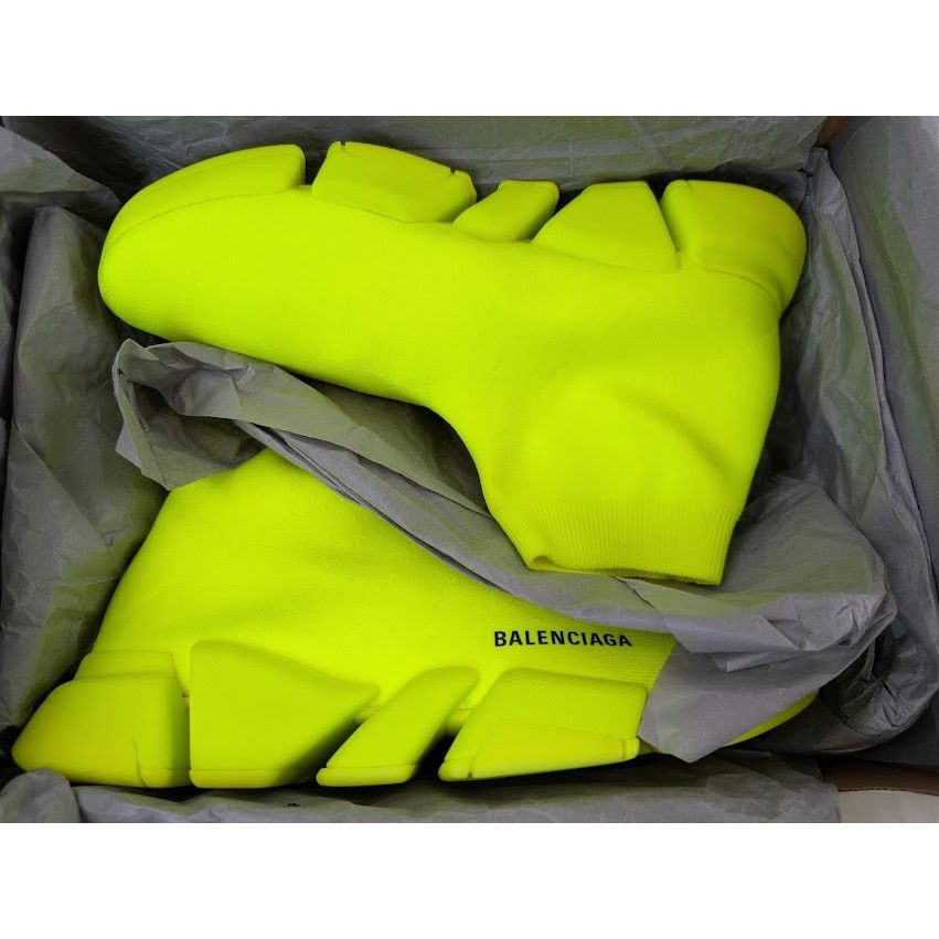 Balenciaga o1rshd1 Speed 2.0 Recycled Knit Sneakers in Fluo Yellow Size US 11 / EU 44 - 20 Thumbnail