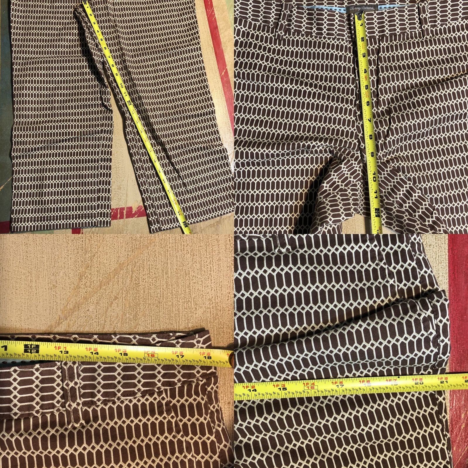 Tommy Bahama Tommy Bahama Capri Pants Womens 14 Regular Brown Geometric Capri Pants Capri Brown Geometric 14 Womens Mens? Size 36" / US 14 / IT 50 - 8 Thumbnail