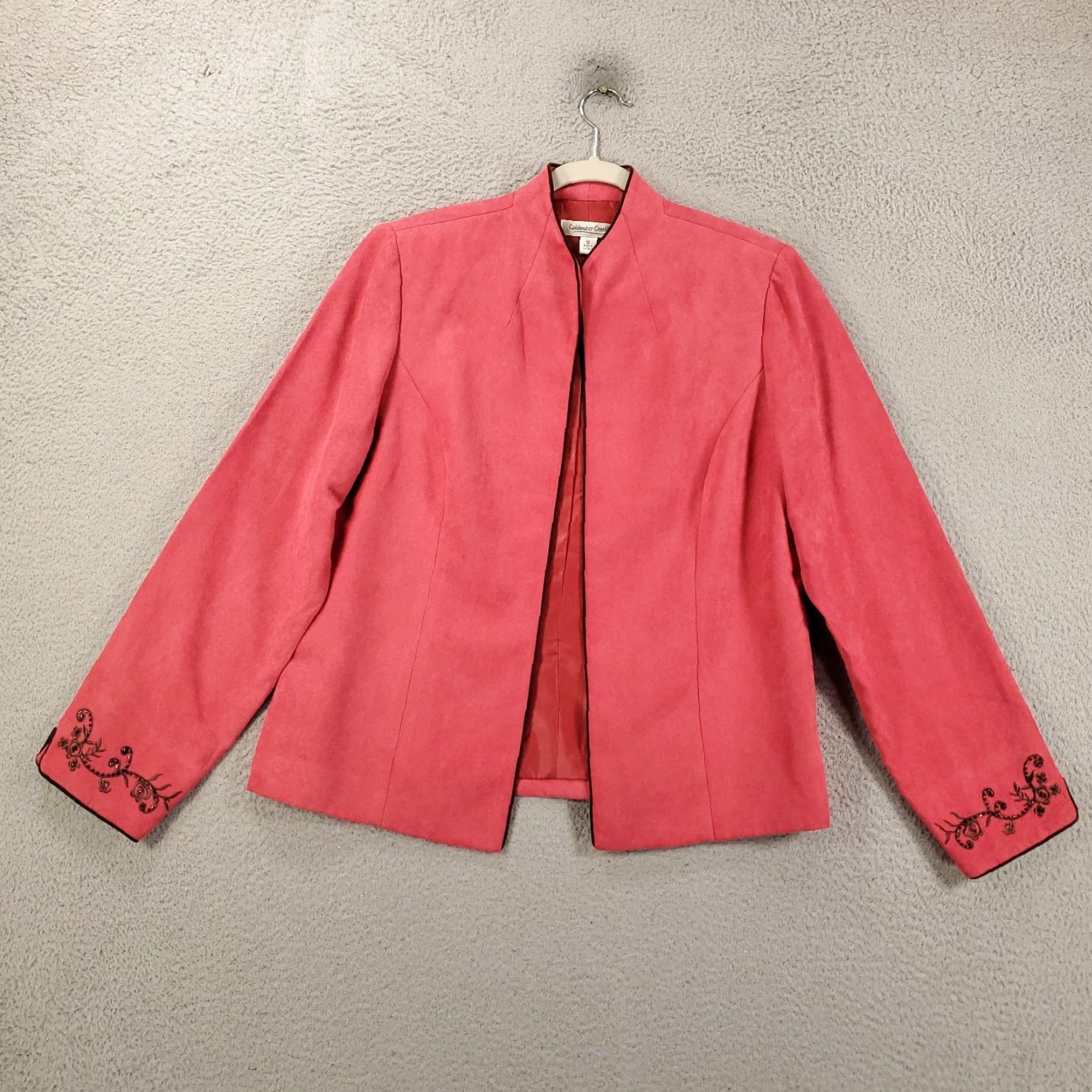 Coldwater Creek Coldwater Creek Jacket Womnes 12 Pink Beaded Faux Suede Open Front Blazer Size XL / US 12-14 / IT 48-50 - 2 Thumbnail