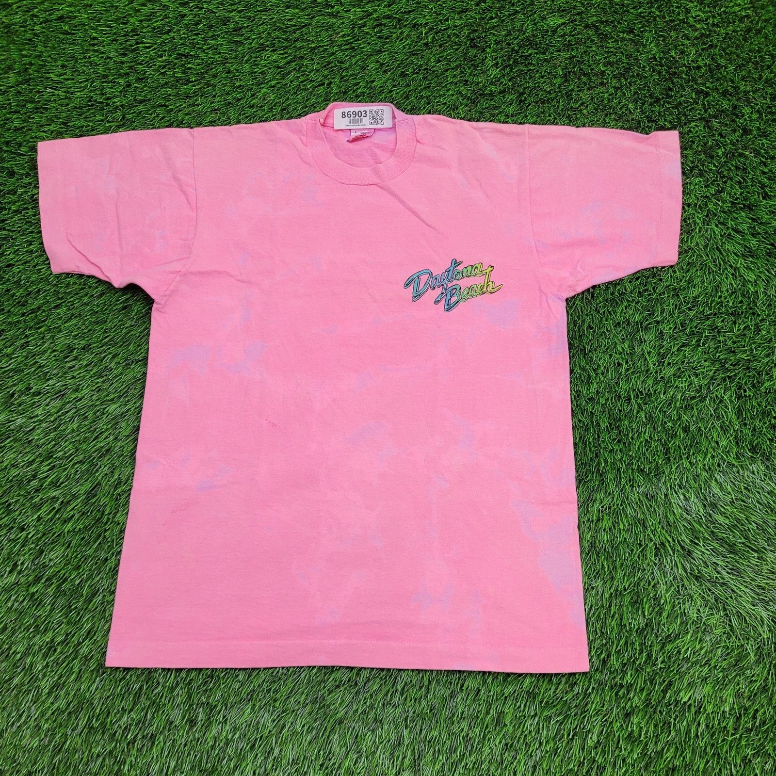 Fruit Of The Loom VTG 90s Daytona Beach Neon Pink T-Shirt Womens M/L Bleached Size L / US 10 / IT 46 - 1 Thumbnail