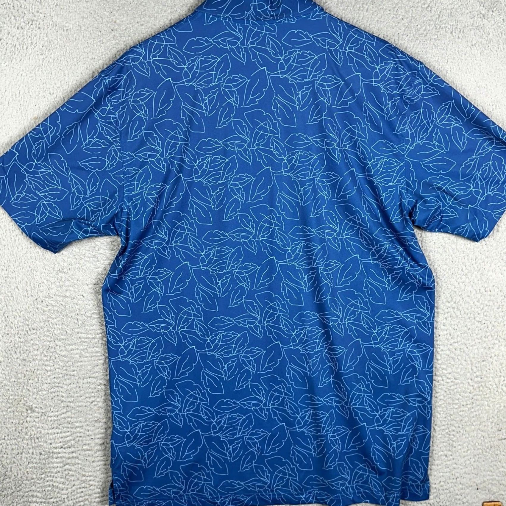 Vintage Dunning Golf Polo Shirt Mens L Blue Leaf Print Performance Stretch Polo Short Sleeve Button Collar Vintage: No Size US L / EU 52-54 / 3 - 3 Thumbnail