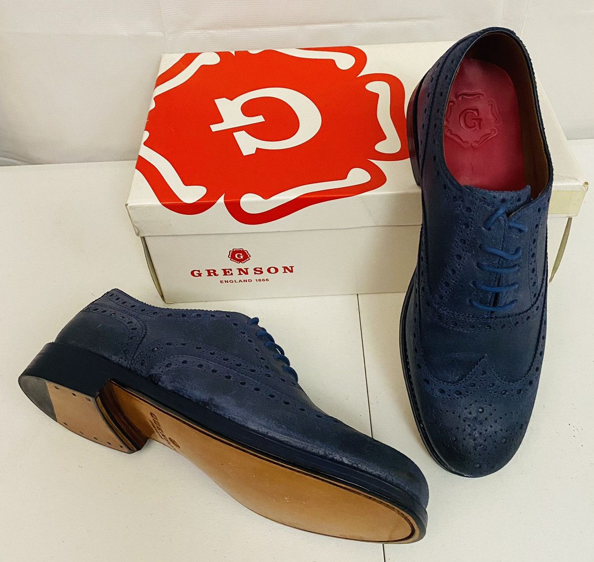 Grenson GRENSON 5033 Stanley Blue Raw Leather Brogue 11.5 New Size US 11.5 / EU 44-45 - 6 Thumbnail