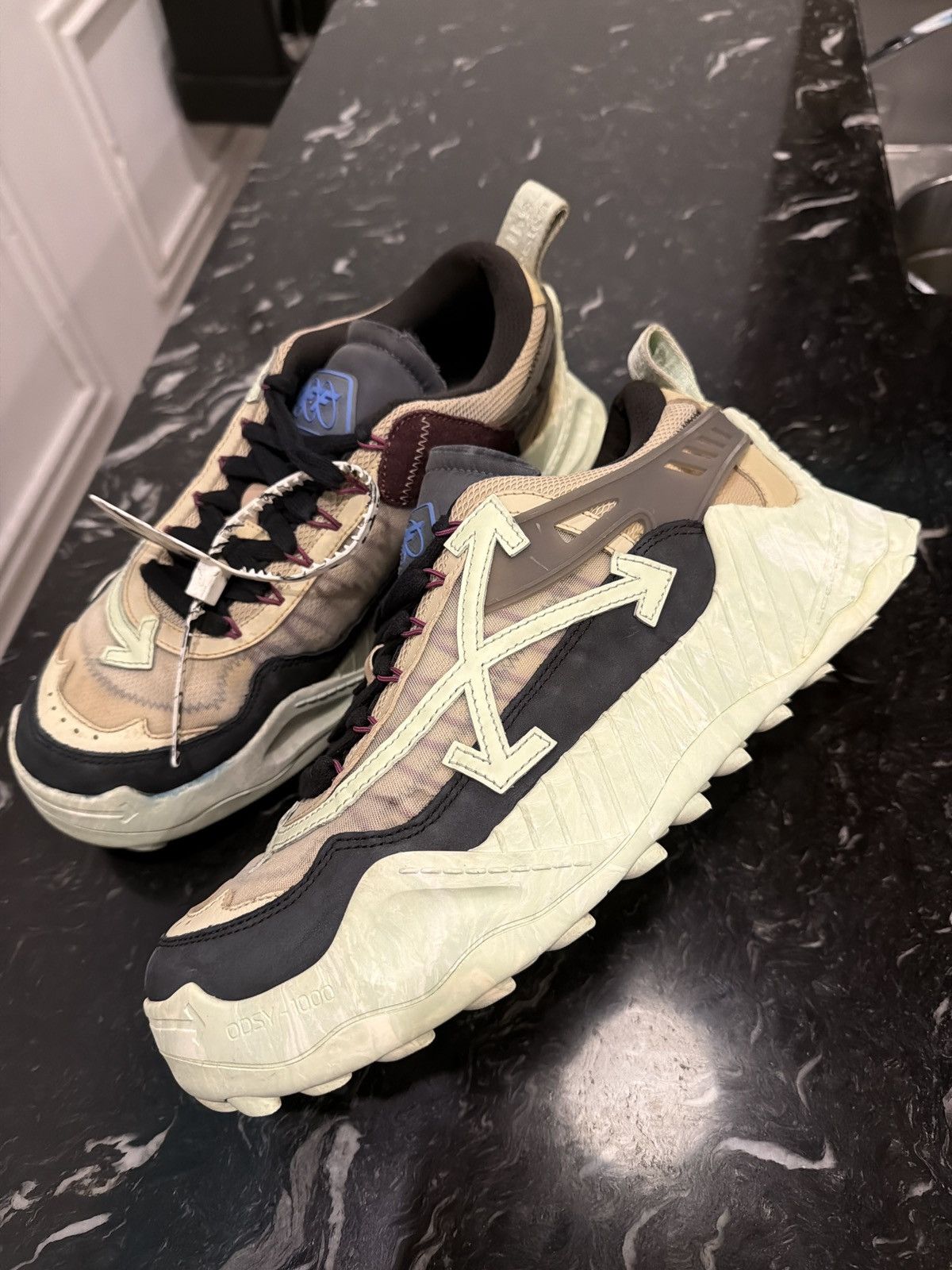 Off-White Off-white Odsy-1000 Green marble Size US 12 / EU 45 - 3 Thumbnail
