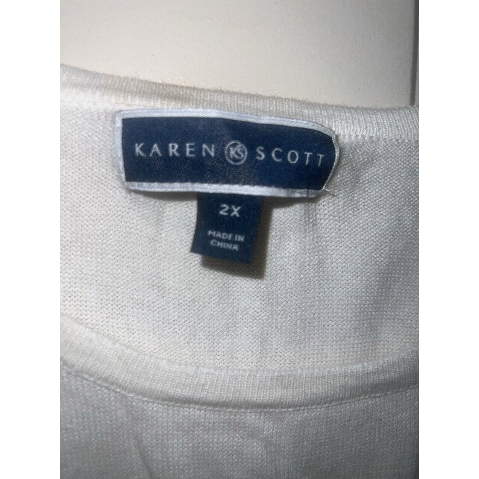 Other Karen Scott Stripped Sweater Gray White Womens Plus Size 2XL Size XXL / US 16-18 / IT 52-54 - 2 Thumbnail