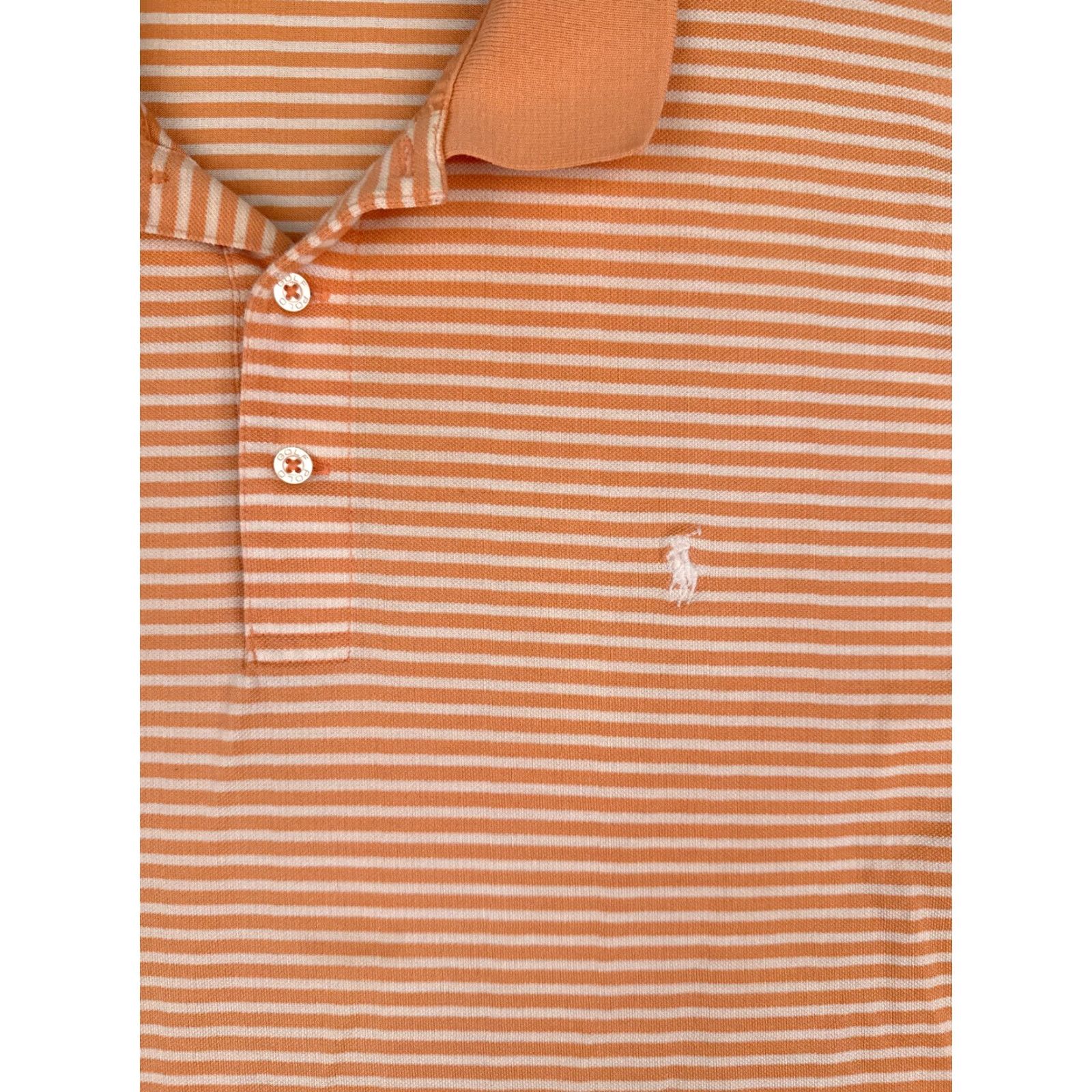 Ralph Lauren VINTAGE Ralph Lauren Polo Golf Shirt Men XL Orange Stripe 100% Cotton Slim Fit Button Collar Short Sleeve Read Size US XL / EU 56 / 4 - 6 Thumbnail