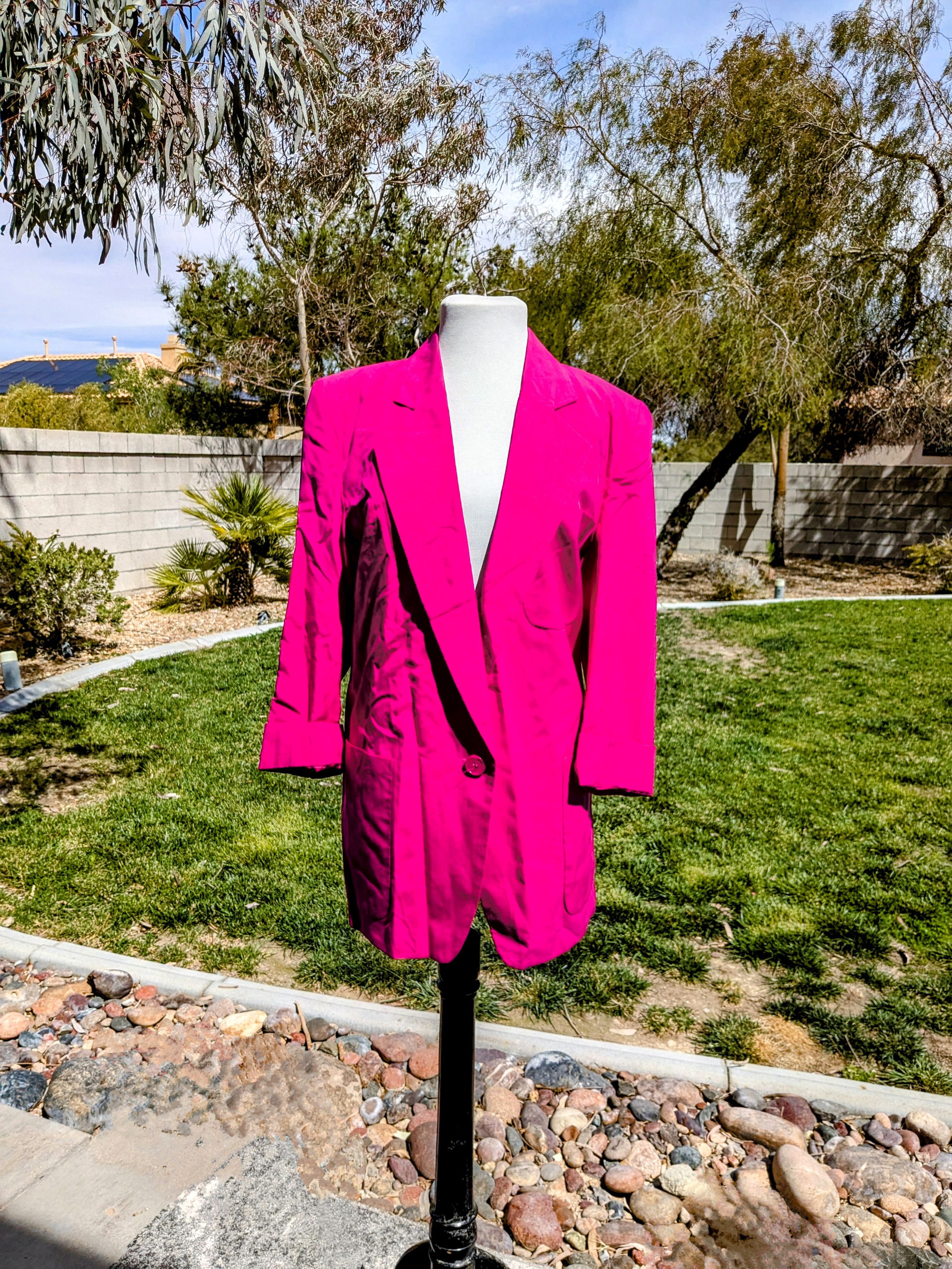 Ellen Tracy 1980 VTG Linda Allard/Ellen Tracy Pink Silk Blazer Jacket Size M / US 6-8 / IT 42-44 - 1 Thumbnail