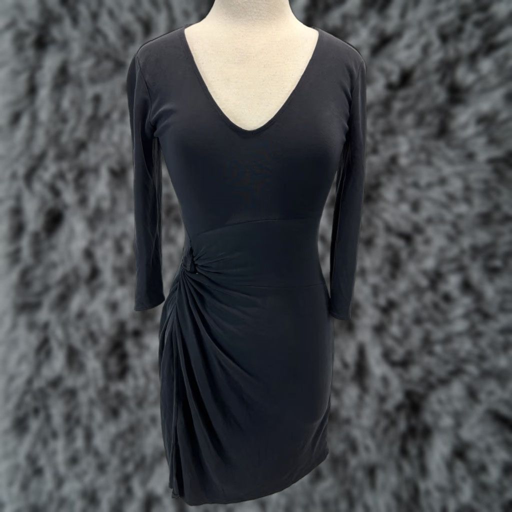 Abercrombie & Fitch Abercrombie & Fitch Dress Women S Gray Twist Front Short Bodycon V-Neck Stretch Pullover Size S / US 4 / IT 40 - 1 Thumbnail