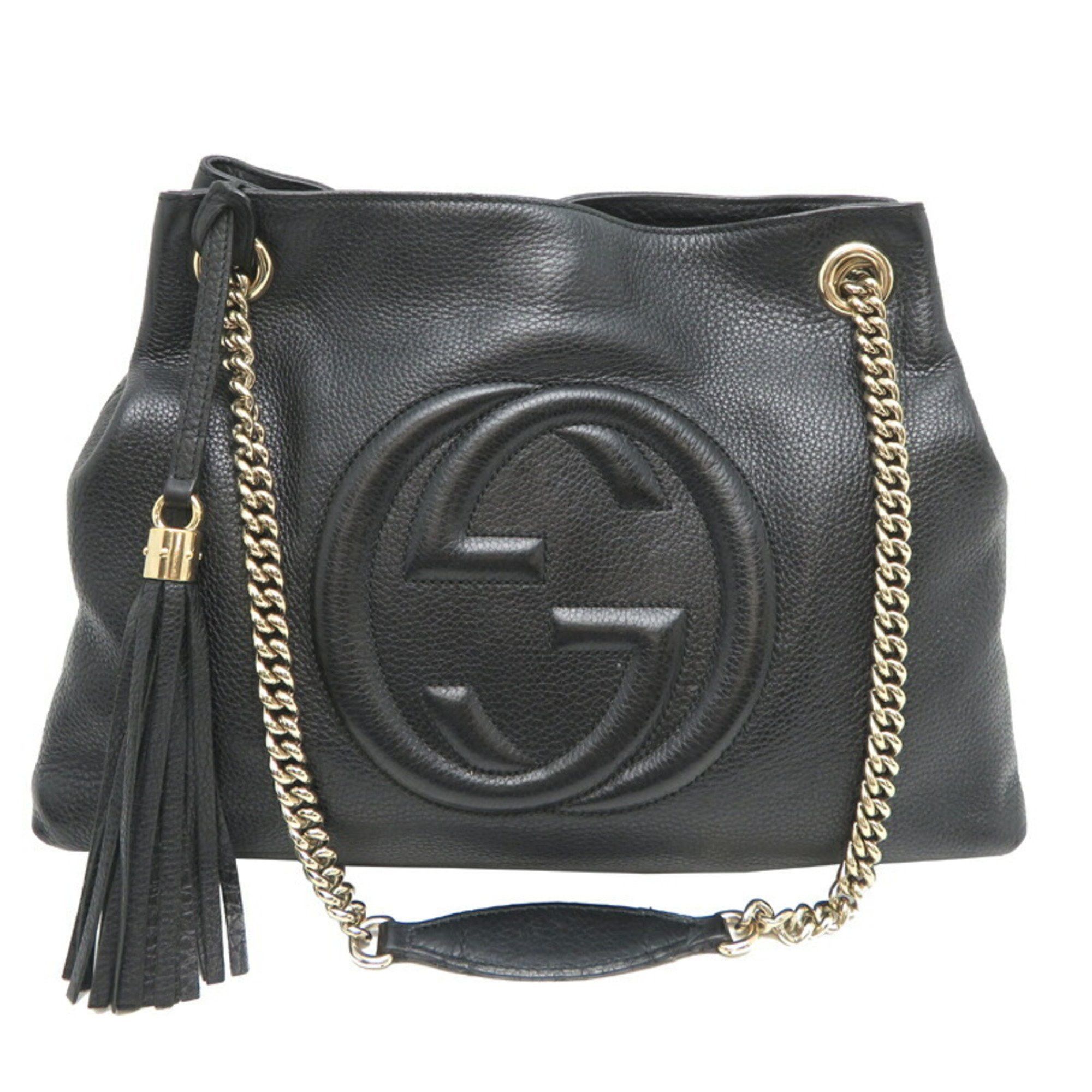 Gucci Soho Chain Women's Shoulder Bag 308982 Leather Black