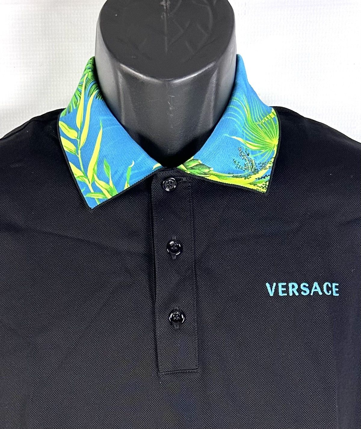 Versace Versace Men's Black Polo M Pique Logo Satin Collar Italy NWT Size US M / EU 48-50 / 2 - 3 Thumbnail