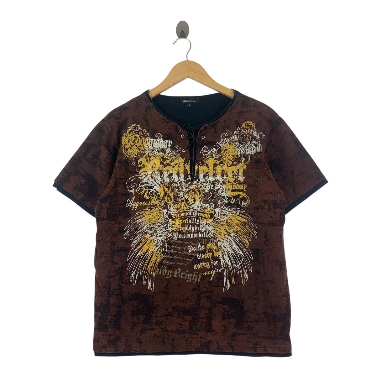 Beaumere BEAUMERE JAPAN REDVELVET Y2K Henley Tee Shirt Top Over Size L / US 10 / IT 46 - 1 Thumbnail