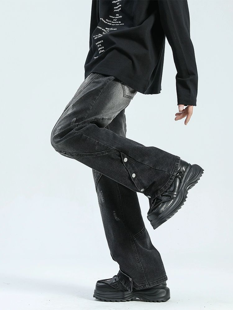 Japanese Brand Street black men's retro loose straight bootcut jeans Size US 32 / EU 48 - 4 Thumbnail